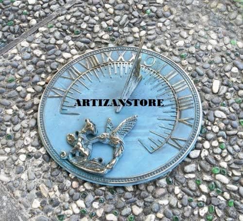 Brass Hummingbird Garden Sundial 8" inches Wide, Bird Outdoor Decoration, Gift - Image 2