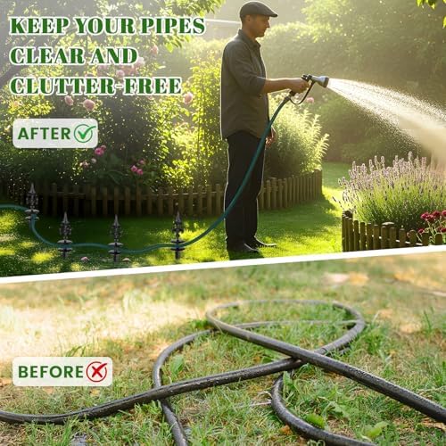 Zonon 6 Packs 12 Inch Garden Hose Guide Stake Heavy Duty Cast Iron Hose Guides Spike Decorative Garden Stakes Protector for Lawn Yard - Keeping Hoses Away from Flower Beds(Classic Style) - Image 3