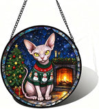 Stained Glass Window Hanging Sphynx Cat Suncatcher Gifts for Him 11.8" by Unknown