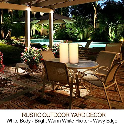 Pack of 2 Large White LED Candles Outdoor 4x10 - Unscented IP65 Waterproof Battery Powered Flameless LED Pillar Candles with Remote and Timer - Battery Operated Flameless Candles Flickering - Image 4