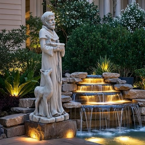 36.2" St Francis Garden Statue,Outdoor Catholic Sculpture - Image 2