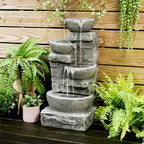 Teamson Home 33.25 in. Cascading Bowls and Stacked Stones LED Outdoor Water Fountain for Gardens, Landscaping, Patios, Balconies, and Lawns for a Calming Oasis in Outdoor Living Spaces, Stone Gray - Image 4