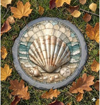 Magnolia Garden 10-Inch Seashell Stepping Stone - Faux Stained Glass Coastal Scallop Shell Garden Stone, Weather-Resistant Resin Pathway Accent, Ocean Beach House Outdoor Yard Decor & Walkway Plaque - Image 6