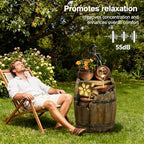 Water Fountain Outdoor 29" H Outside Floor 3 Tiered Rustic Barrel with Light, Pump for Garden, Patio, Deck, Porch, Backyard Home Decor - Image 5