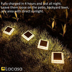 Lacasa Solar Deck Lights, 4 Pack 30LM LED Dock Light Warm White 2700K, Outdoor Solar Powered Step Light Up All Night IP68 Waterproof Auto ON/Off for Garden Stairs Driveway Pathway - Image 7