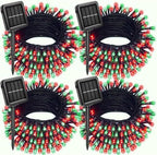 4 Pack Solar Christmas Lights Outdoor Waterproof, 132FT 400LED Solar String Lights Green Wire Fairy Lights, Solar Twinkle Lights with 8 Lighting Modes for Xmas Garden Decorations (Red&Green) by Unknown