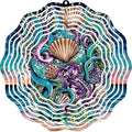 10 Inch Metal Sea Witch Wind Spinner - Dark Siren & Sea Shells - Ocean Beach Kinetic Art - 3D Rotating Outdoor Hanging Decor - Weather Resistant by Handmade