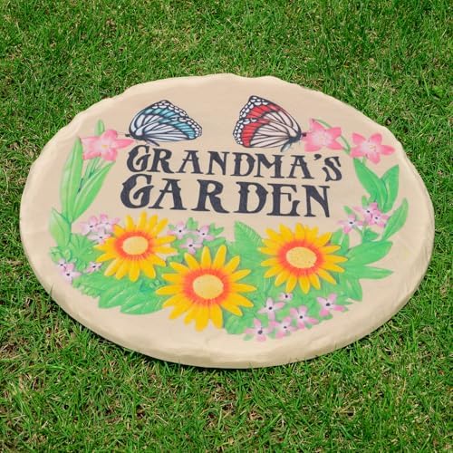 4Pcs Round Sunflower Stepping Stone Outdoor Garden Walkway, Durable Plastic Pavers for Patio, Pathway, and Landscaping, Weatherproof Stepping Stones with Ground Stakes (Round Butterfly) - Image 4