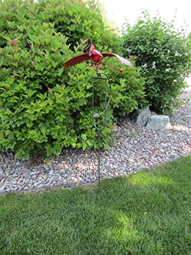 Whimsical Kinetic Energy Metal Red Cardinal Yard Stake Wind Spinner Whirly-Gig Windmill Garden Art Bird - Image 6