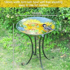 MUMTOP Outdoor Glass Birdbath with Metal Stand for Garden Sunflower Decor - Image 5