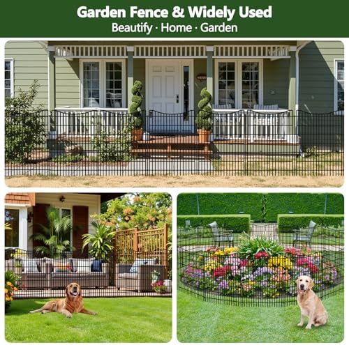 15 Panels Garden Fence Animal Barrier, 33 in(H) X 36 ft(L) Dog Fence Outdoor for Yard with Lock, Tall Metal Fencing with Ground Stakes, Temporary Fencing for Dog, Rabbits, and Patio Border - Image 6
