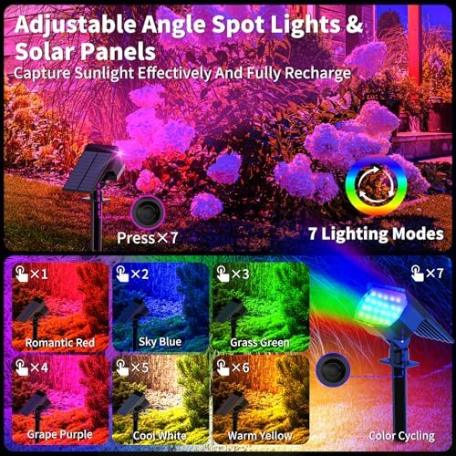 WENATY Solar Spot Lights Outdoor Waterproof, Solar Spotlights, 6 Packs, RGB - Image 4