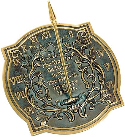 NauticalMart Happiness Sundial, Solid Brass with Verdigris Highlights, 10-Inch Diameter by NauticalMart