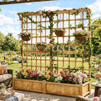 Aoxun 144" Raised Garden Bed with Trellis, Wood Planter Container with Hanging Roof & Garden Boxes for Climbing Plants Flowers Vine (4 piece) - Image 3