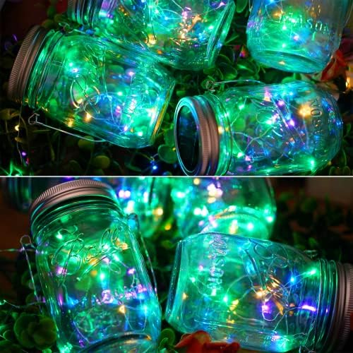 SmilingTown 30 LED 10 Packs Solar Mason Jar Lights [Updated] Fairy Firefly Jar Lids String Lights with Hangers Waterproof Patio Yard Garden Wedding Party Decoration - Colorful (NO Jars) - Image 5