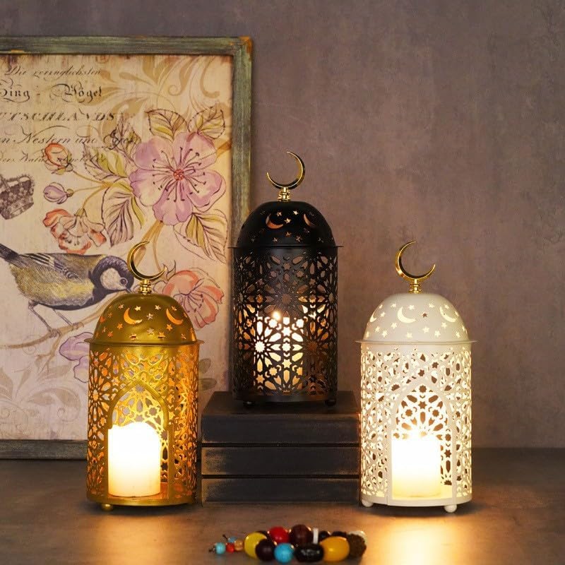 Candlestick Candle Barrels Moroccan Style Retro Lanterns Projection Lights Hollowed-Out Decorations Home Ramadan Hanging Outdoor Indoor Courtyard Porch Festival Weddings - Image 5