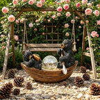 Rezpuao Garden Statue of Bear,Garden Decor Bear Figurine,Bears Outdoor Statue,Solar Decor for Patio,Balcony,Yard,Lawn Ornament - Image 6
