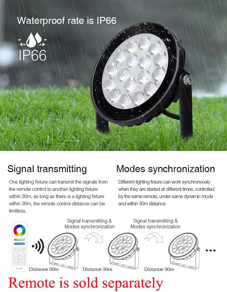 LGIDTECH FUTC01 Miboxer 9W RGB+CCT DC 24V Outdoor LED Garden Spotlight 16 Million Colors Changing,Color Temperature Adjustable - Image 5