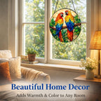 Stained Glass Window Hanging - 11.8" Colorful Macaw Parrots on Branch Suncatcher Glass Panel, Home Decorative Hanging Ornament for Kitchen or Garden, Ideal Gift for Mother, Wife or Women - Image 5