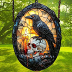 Gothic Raven and Skull Acrylic Suncatcher - Image 3