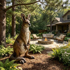 22''Mother Kangaroo with Joey Garden Statue Resin Kangaroo Family Sculpture - Image 5