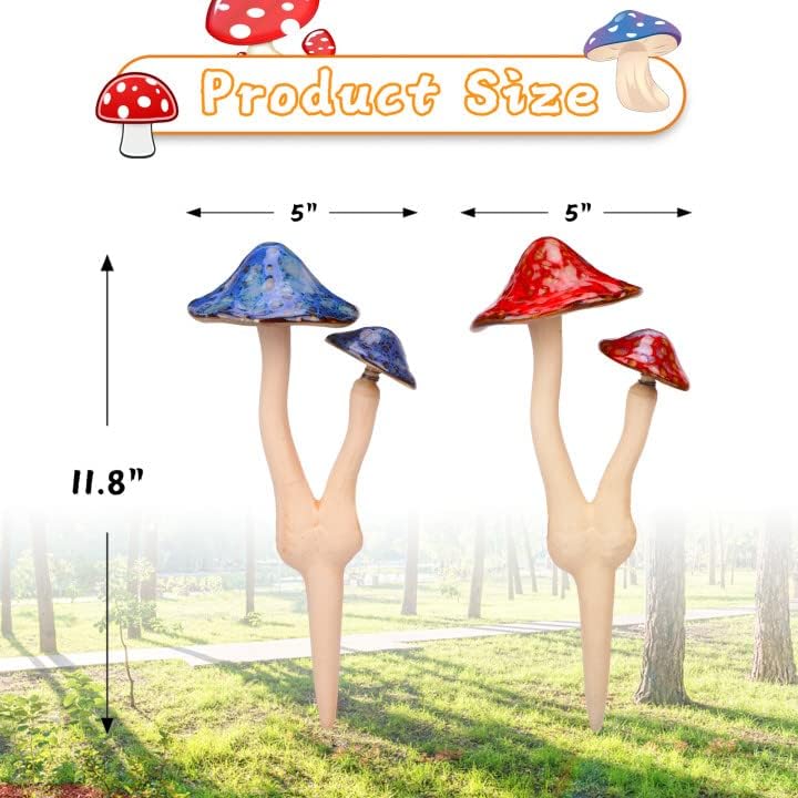 Ceramic Mushroom Garden Stake, Outdoor Mushroom Statue for Yard Decor - Image 2