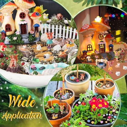 HyDren 100 Pcs Mushroom House Fairies Miniatures Figures Garden Accessories - Image 6