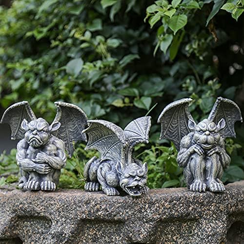 Mischievous Gargoyle Garden Gnome Statue Figurine Art Yard Lawn Hallway Plant Pot for Indoor Outdoor Home Office Collectible Crafts (17x12x17cm) - Image 3