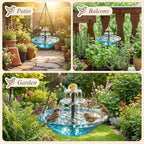 Solar Cascade Hanging Bird Bath Fountain - Solar Powered Birdbath Water Fountain Pumps Dispenser Outdoors Decor, Hanging Hummingbird Bird Shower Bath Kit with Flowing Water (Single - Black) - Image 5