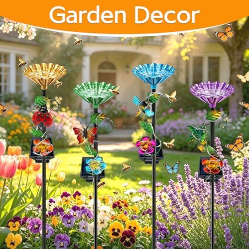 VOOKRY Solar Garden Decor Lights Outdoor & bee/Bird/Butterfly Water Station - Image 3