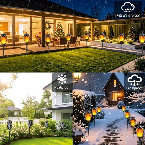 Solar Torch Lights with Flickering Flame 12 Pack for Decorations - Image 3