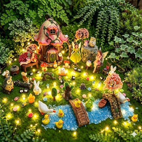 101Pcs Fairy Garden House Resin Accessories,Miniature Fairy Figurine,Animal by Unknown