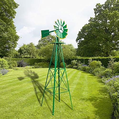 Garden Windmill for Yard Decor, 8 ft Tall Metal Windmill with Spinning Blades, Weather-Resistant Outdoor Windmill for Lawn, Farmhouse, Rustic & Farm Decor,Green - Image 6