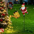 Christmas Santa Solar Kettle Lights, Solar Garden Watering Can Lights with Cascading Lights, Waterproof Hanging Metal Outdoor Lantern Decorations for Garden Patio Porch Yard (Warm) by FIALAME