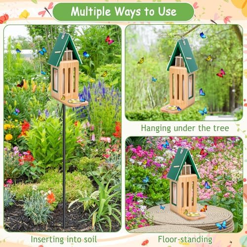 New Upgraded Butterfly House and Feeder for Outside Wooden Butterfly House - Image 6