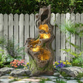 40" Tall Outdoor Water Fountain, 5-Tiers Cascading Realistic Tree Trunk Natural Water Feature, Large Garden Fountain with Waterfalls and LED Lights for Deck, Patio, Porch and Yard by GIODIR