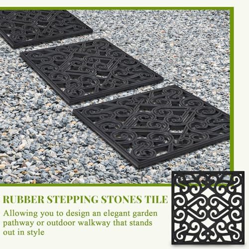Pangda 8 Pack Rubber Stepping Stones Outdoor, Black, 15 x 15 inch - Image 4