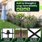 Decorative Garden Fence Panels 19 Pack - 16in (H) x 20ft Metal Animal Barrier Fencing, No-Dig Black Wire Border for Flower Beds, Patio, Yard, Landscaping - Image 3