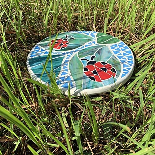 Bieye MSS001 Ladybug Tiffany Style Stained Glass Stepping Stone, 12" Round - Image 2