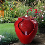 Teamson Home Outdoor Pot Fountain with LED Lights and Pump, Floor Water Fountain for Patio, Garden, Backyard, Decking Home Décor, 16.93 Inch Height, Red - Image 2