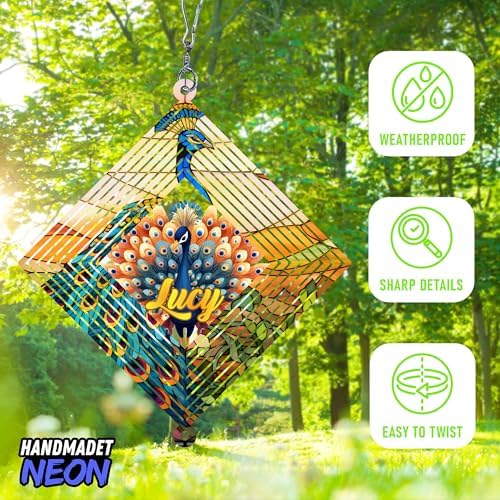Personalized Peacock Couple Garden Wind Spinner, Custom Name 3D Kinetic Yard Ornament for Outdoor Lawn Decor Gifts - Image 6