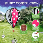 Hot Air Balloon Hanging Garden Spinner 16" - Vibrant Chevron Design, Weather-Resistant Outdoor Decor, Durable & Lightweight for Patios, Yards, and Gardens - Eye-Catching Wind Spinner - Image 3