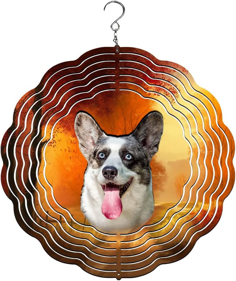 Traci's Fun Creations Wind Spinner, Corgi Dog Theme, Multicolor, Aluminum, Double-Sided Design, 10 Inch (Tri Portrait) by Unknown