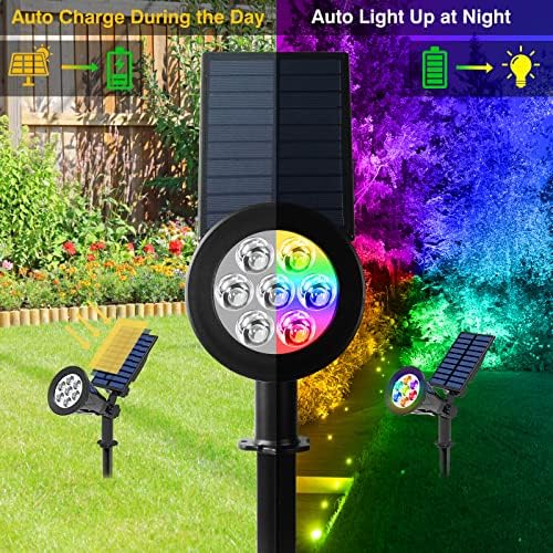 T-SUN Color Changing Solar Spot Lights Outdoor Waterproof, 7 LEDs, 4 Pack - Image 3