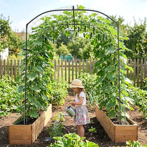 DoCred Garden Arch Trellis, 87''H x 75''L Metal Trellis for Climbing Plants - Image 2