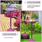 Metal Bird Bath for Outdoors, 28.4" Freestanding Garden Metal Birdbaths with Stable Upgrades Stake, Easy to Clean Birdfeeder for Outside Garden Yard Lawn Decor(Gradient Purple) - Image 3