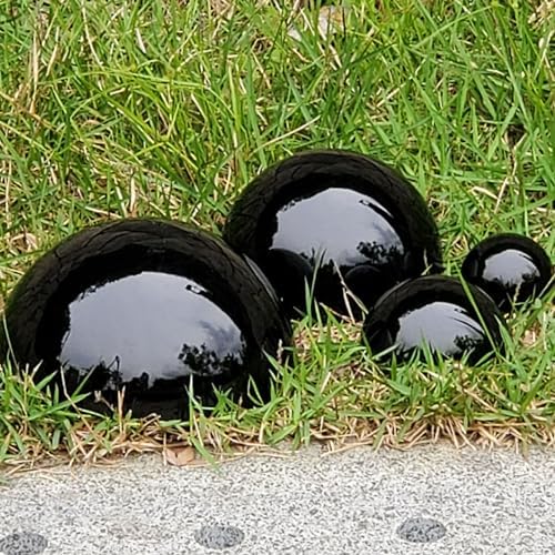 6Pcs Hemisphere Gazing Ball, Stainless Steel Mirror Polished Hollow Half Balls, Seamless Gazing Hemisphere Hollow Floating Reflective Hemisphere for Home Pond Outdoor Wall Decor (Black) - Image 4