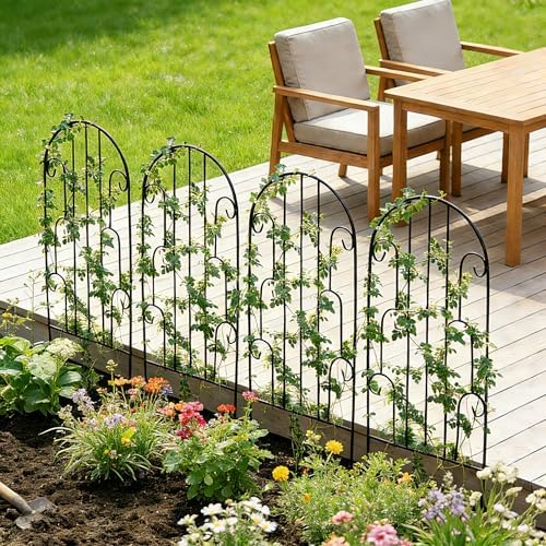 4 Pack Arched Iron Trellis, 45" H x 15.9" W, Decorative Scrollwork - Image 6