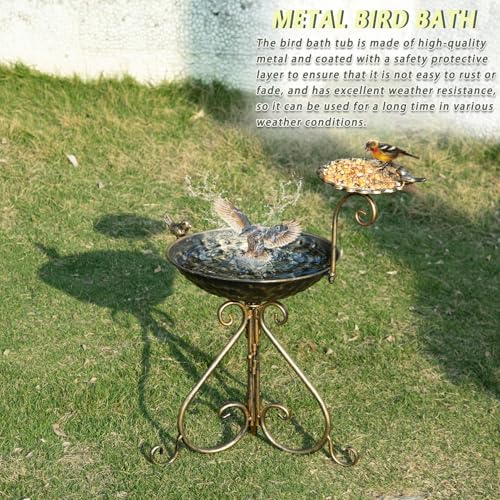21" Outdoor Bird Bath,Free-Standing Bird Bath and Bird Feeder 2-in-1 Design - Image 6