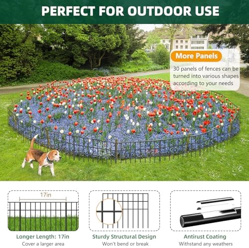 31ft(L) x 13in(H) Animal Barrier Fence, 22 Panels No Dig Garden Fence for Dog Rabbit, Rustproof Anti Digging Barrier, Garden Edging Border Ground Defense for Outdoor, Yard, Patio - Image 4